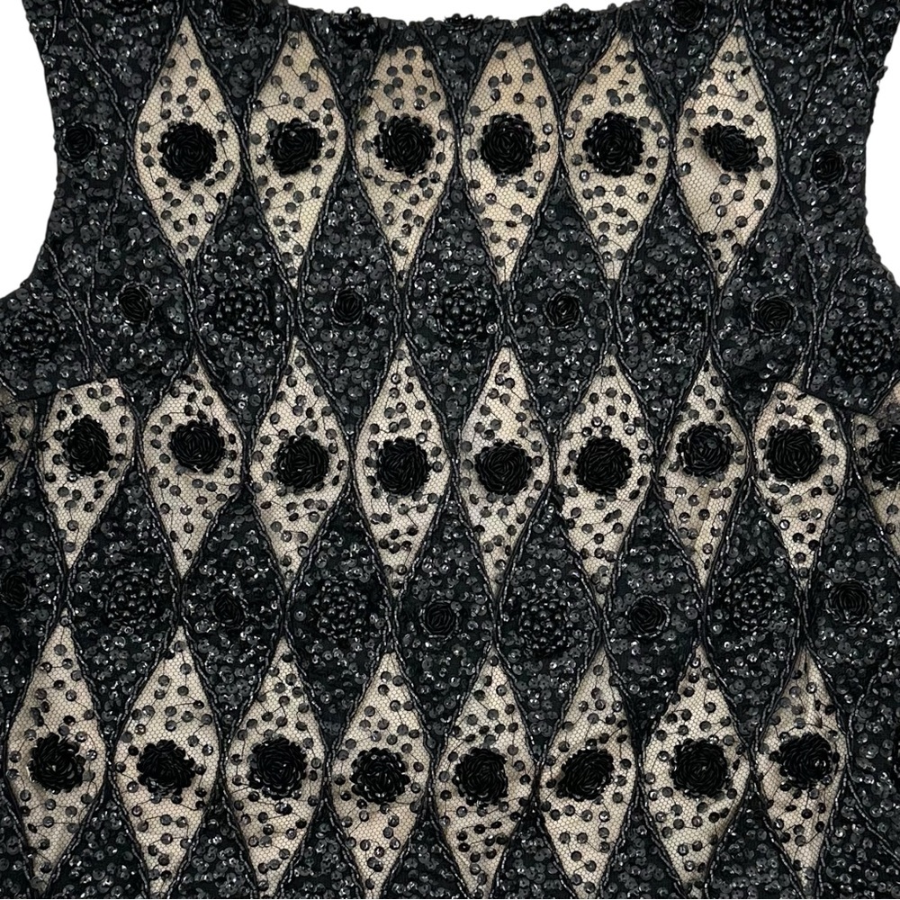 Designer Vintage Leventhal New York Beaded Wool & Lace Sleeveless Dress Top - Picture 3 of 6